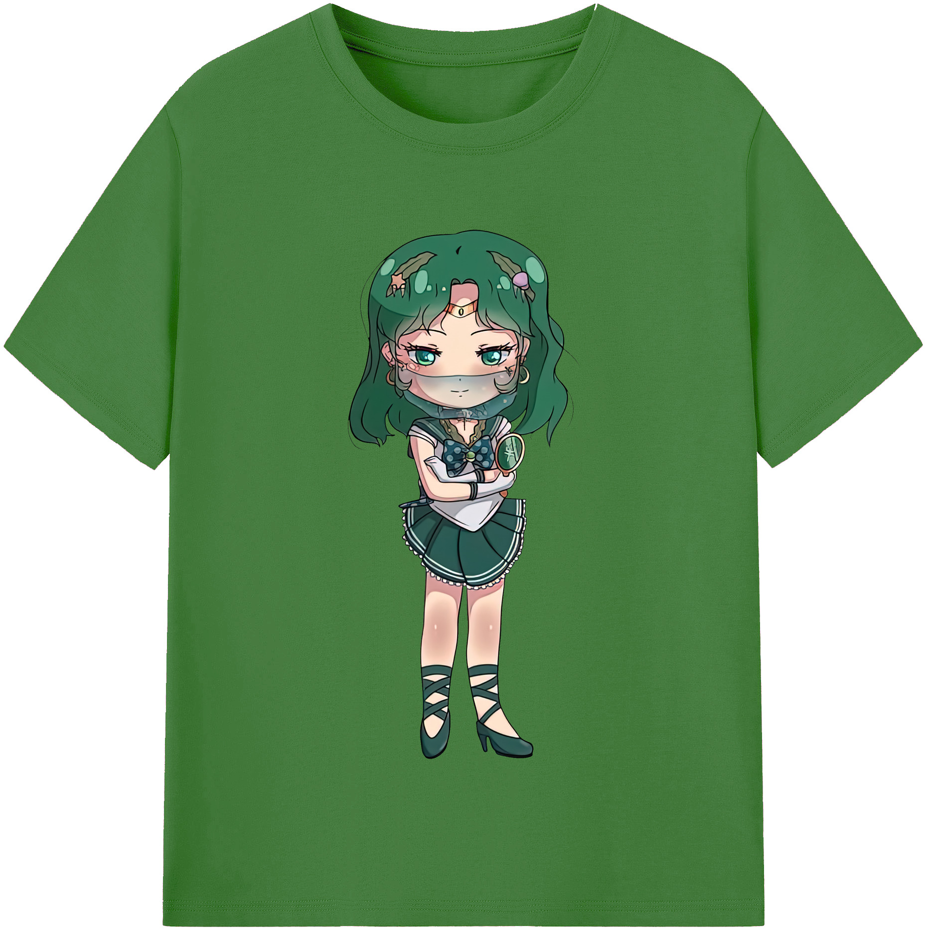 （画像用） 美少女戦士セーラームーン 海王 みちる（かいおう みちる） Sailor Moon Kaiou Michiru レディースカジュアルプリントTシャツ（綿100％）